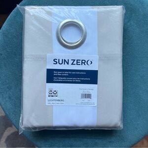 Sun Zero Cream and White Striped Outdoor Curtain Panel (4 available)